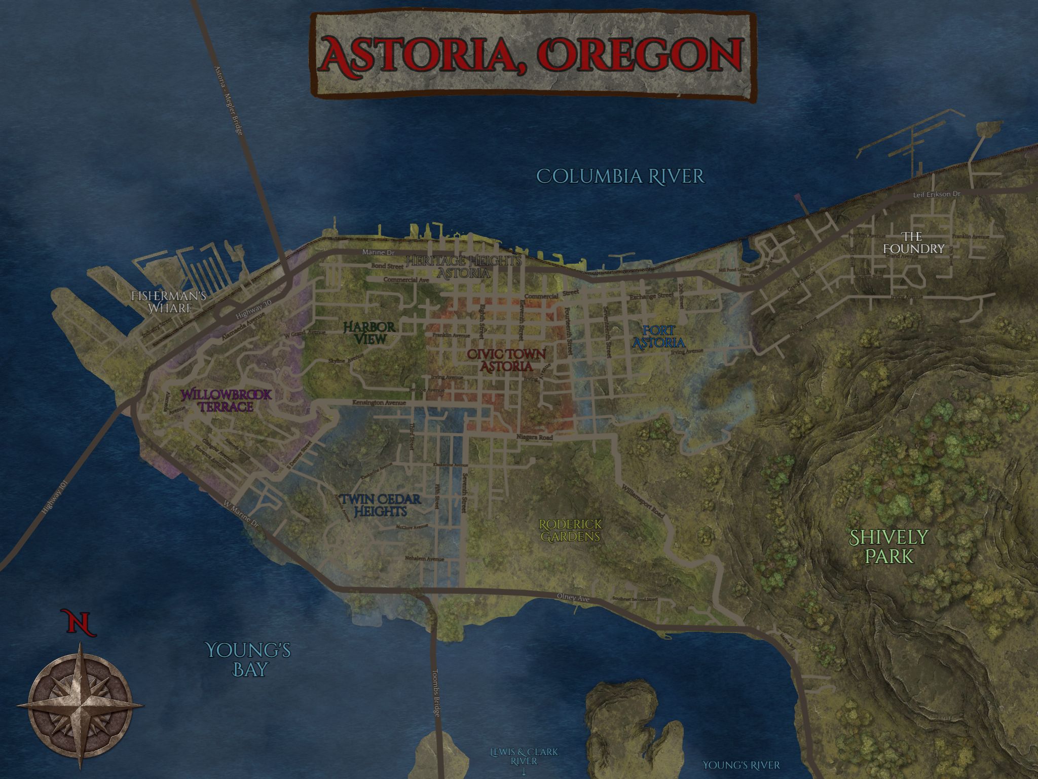 Astoria, OR - City Map | Inkarnate - Create Fantasy Maps Online