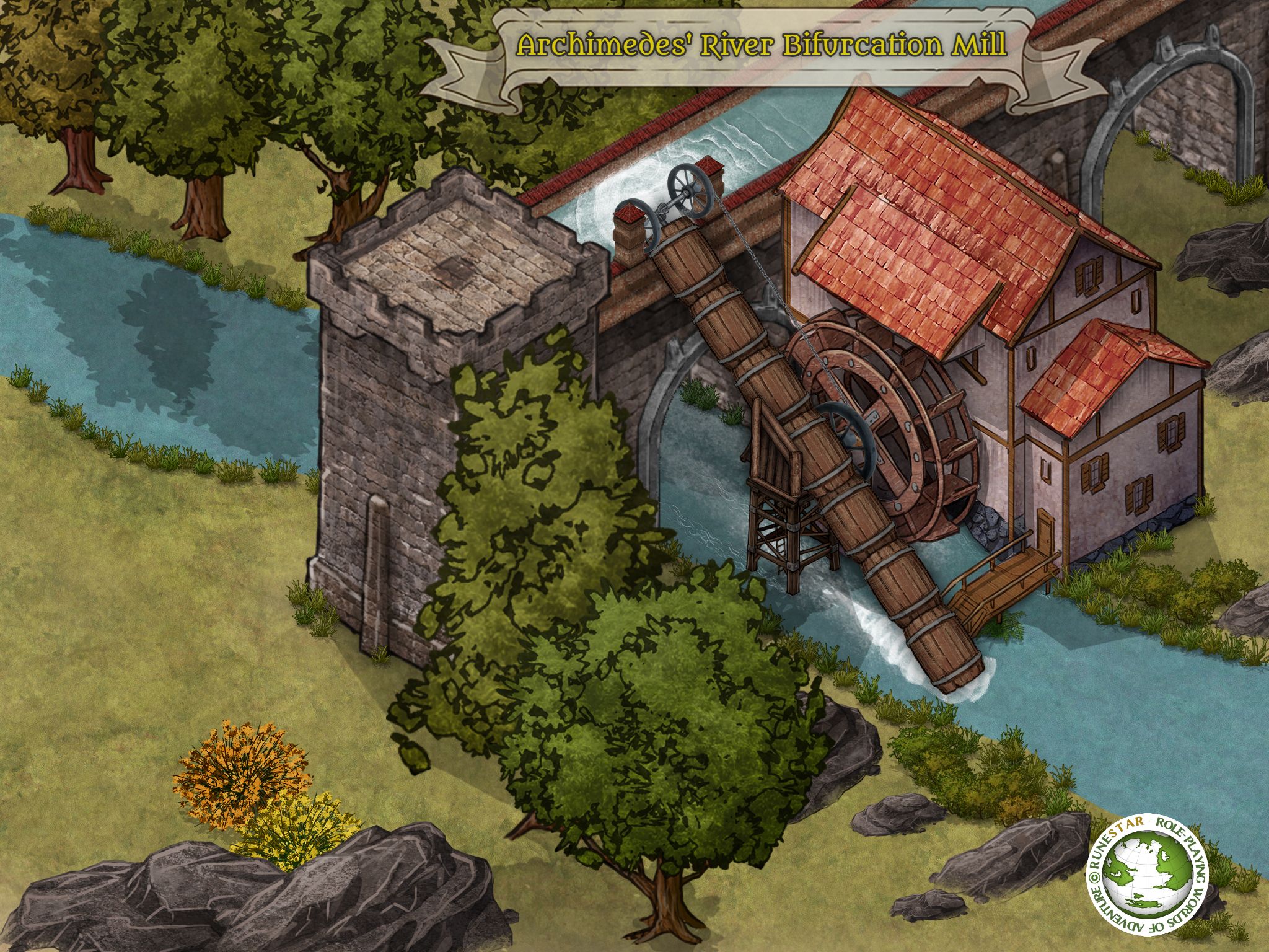 River Bifurcation Mill | Inkarnate - Create Fantasy Maps Online
