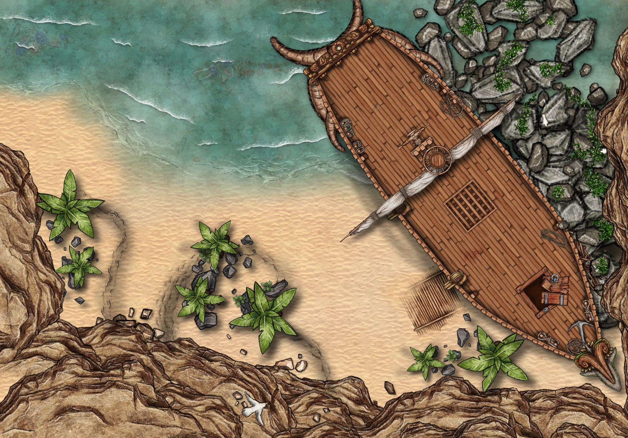 stranded ship | Inkarnate - Create Fantasy Maps Online