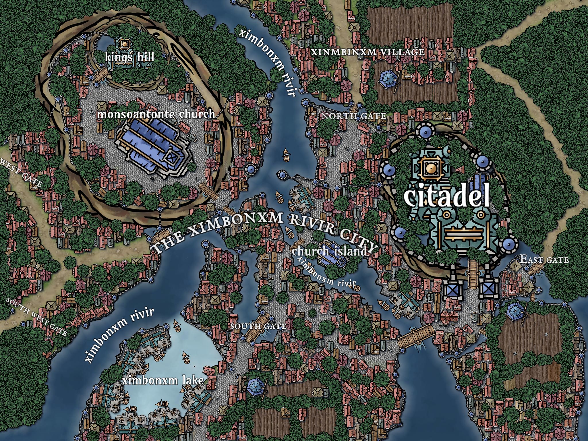 The ximbonxm rivir city | Inkarnate - Create Fantasy Maps Online