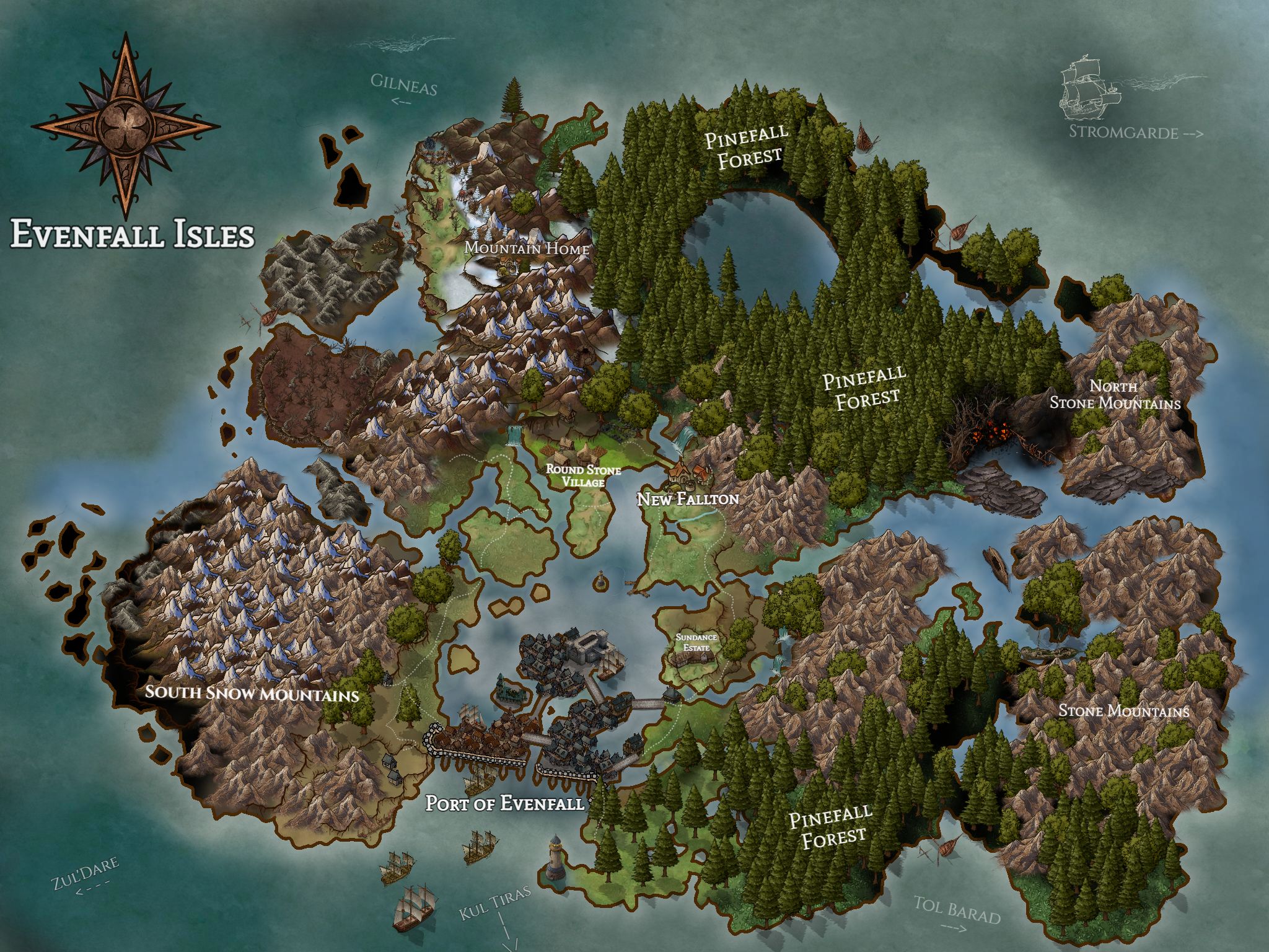 Evenfall Isles - Charted - 02.2022 | Inkarnate - Create Fantasy Maps Online