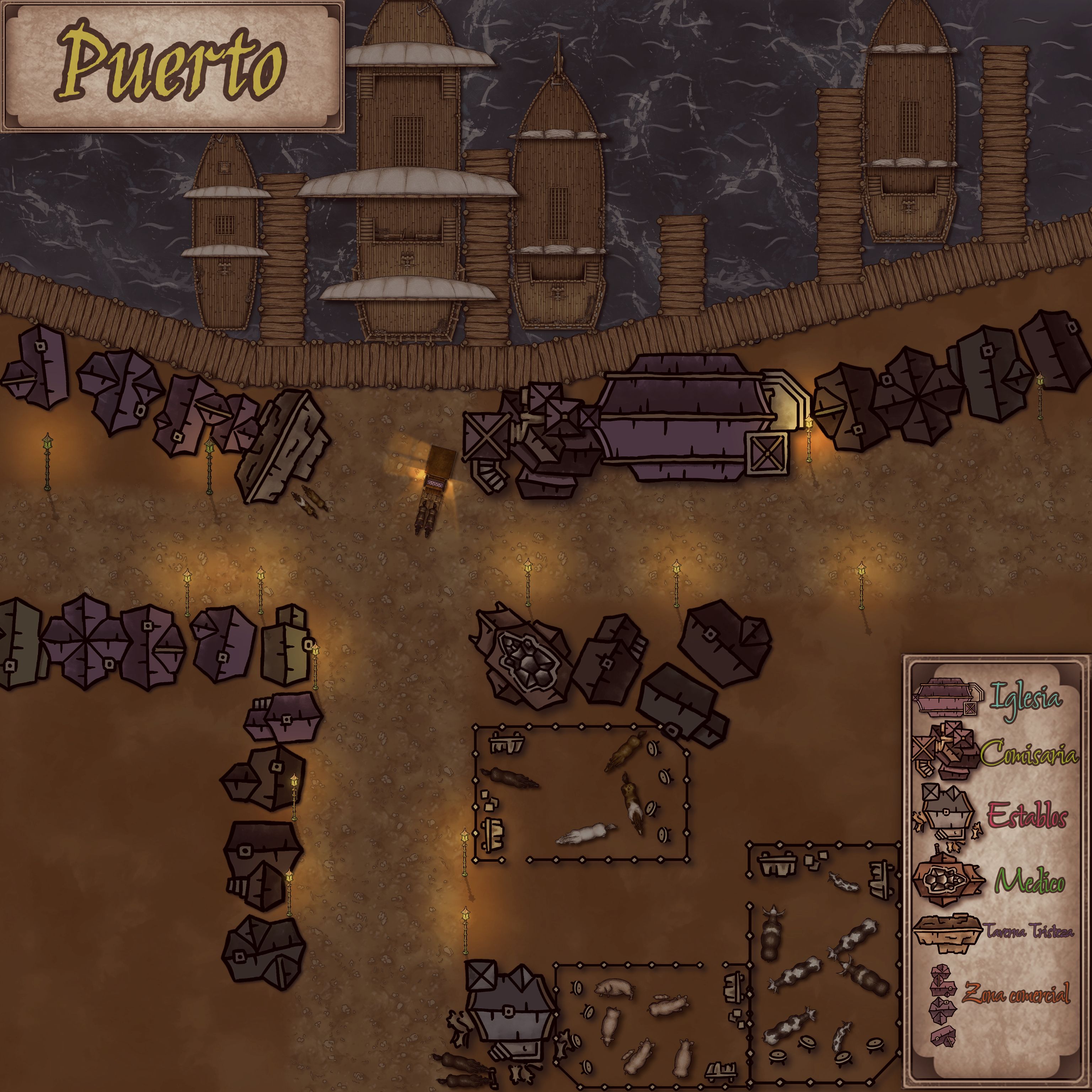 Puerto por la noche | Inkarnate - Create Fantasy Maps Online