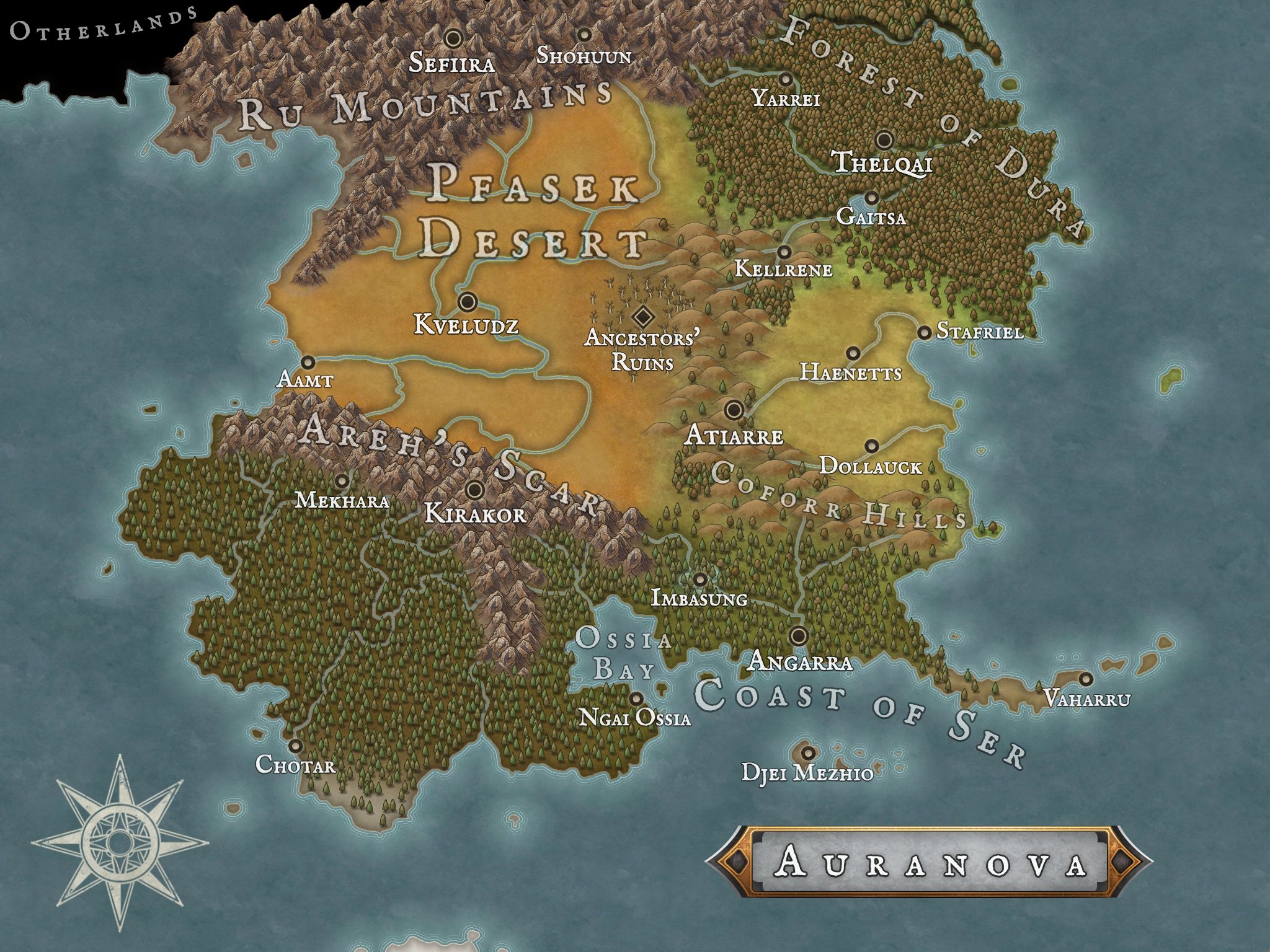 The Continent of Auranova | Inkarnate - Create Fantasy Maps Online