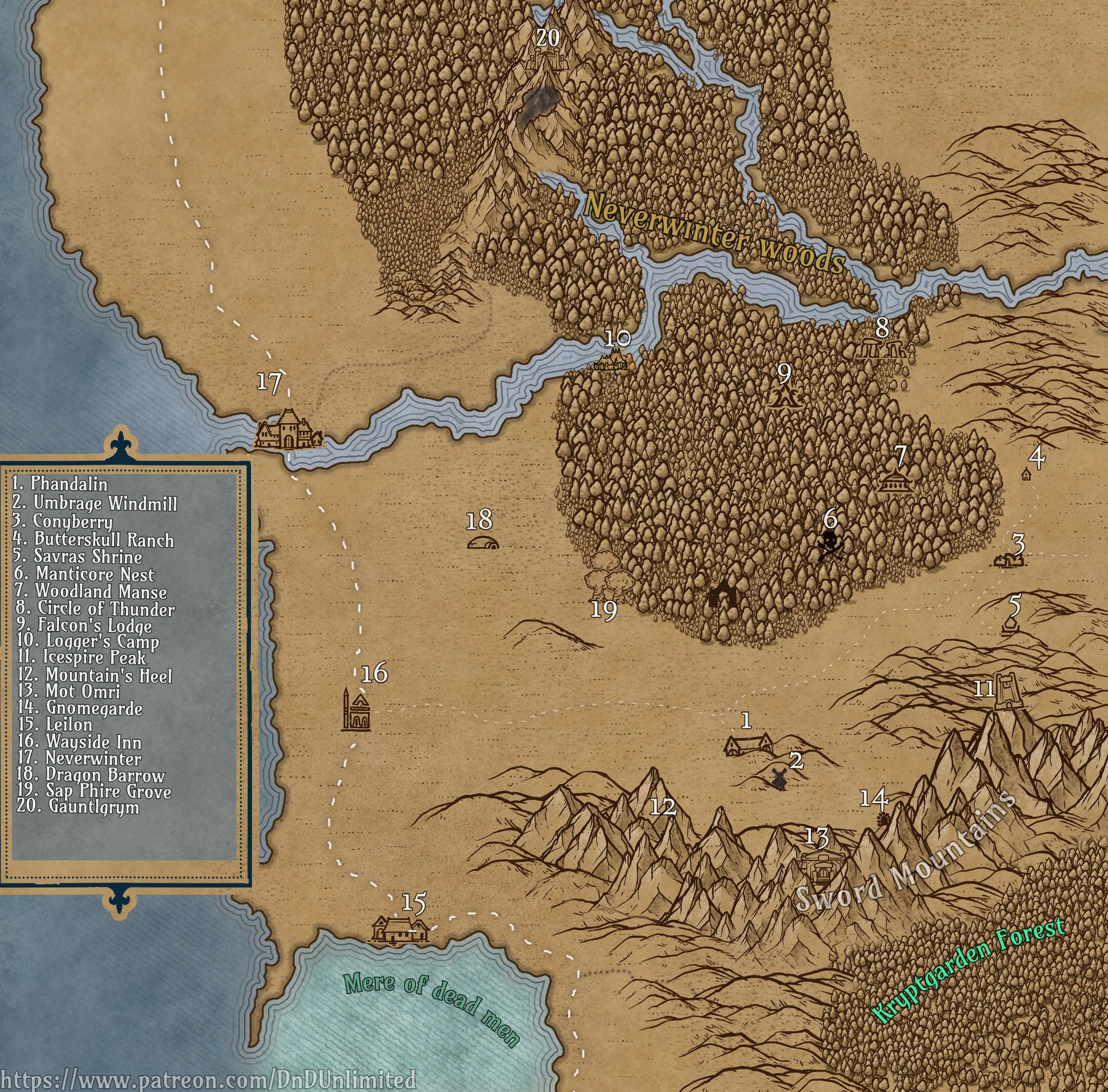 D&D Module Map SwordCoast Remake Inkarnate Create Fantasy Maps Online