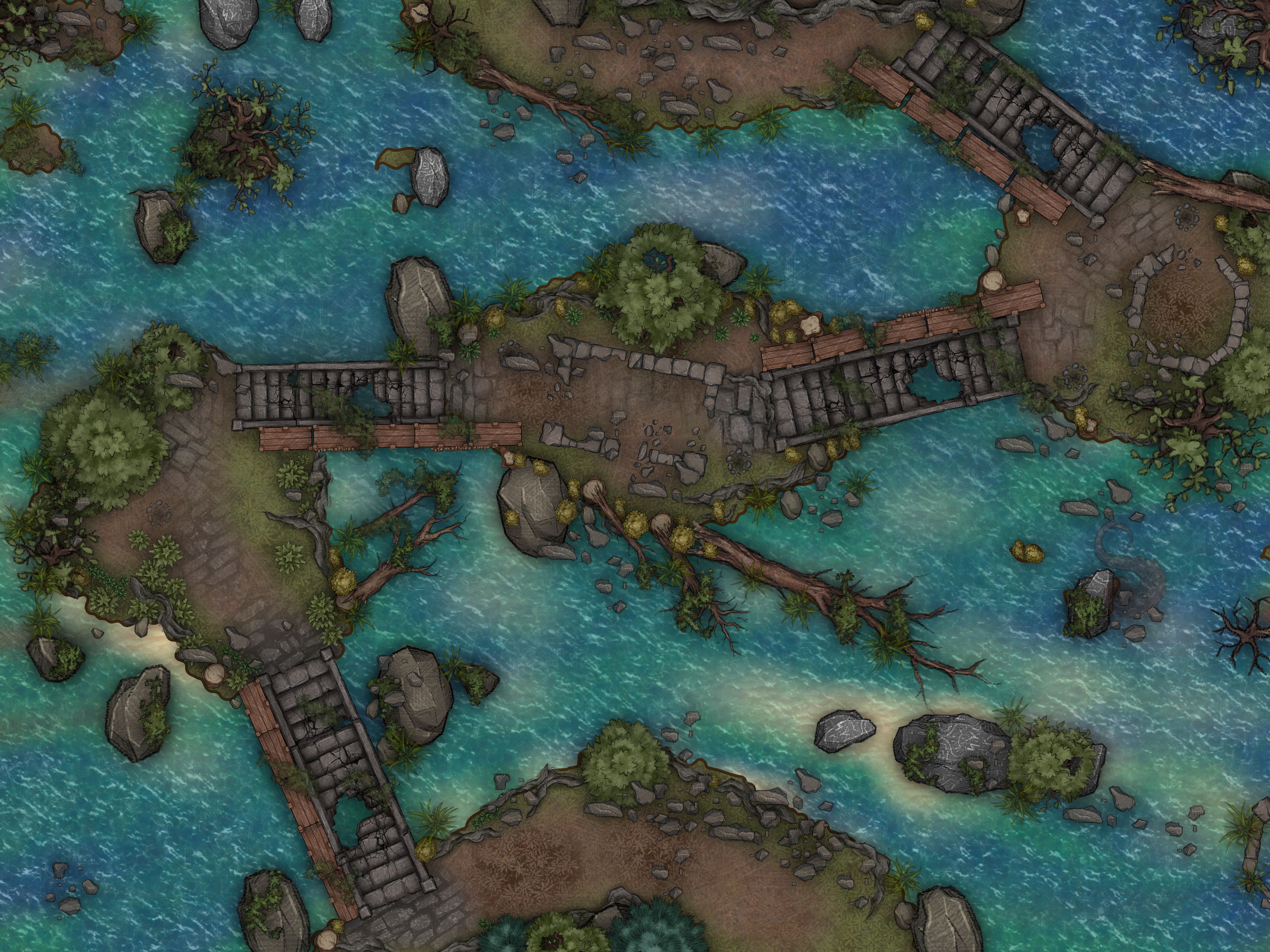 The Ruins of the Four Bridges. | Inkarnate - Create Fantasy Maps Online