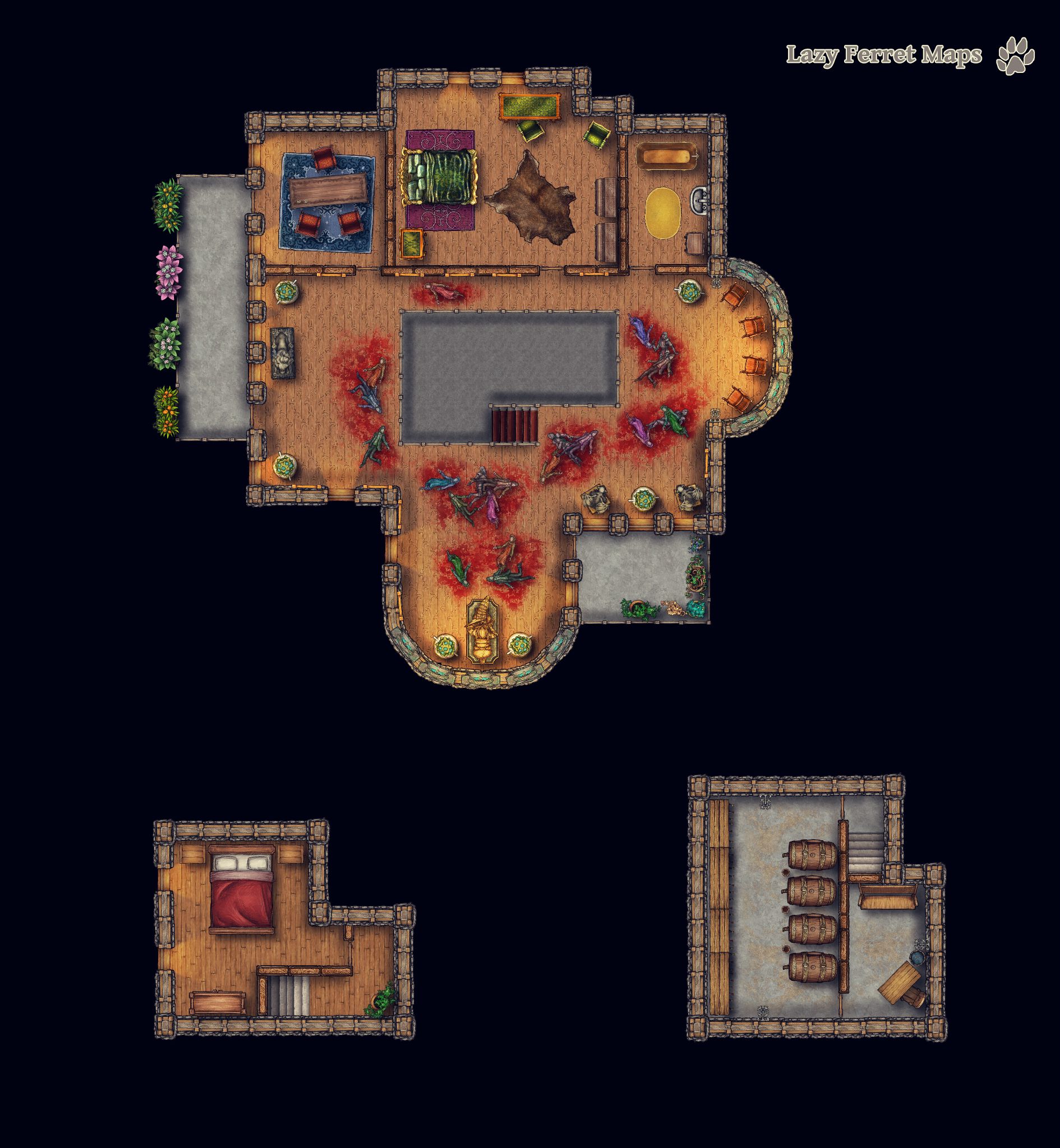 Carowyn Manor - Second Floor + Cellar (24 x 26) | Inkarnate - Create ...