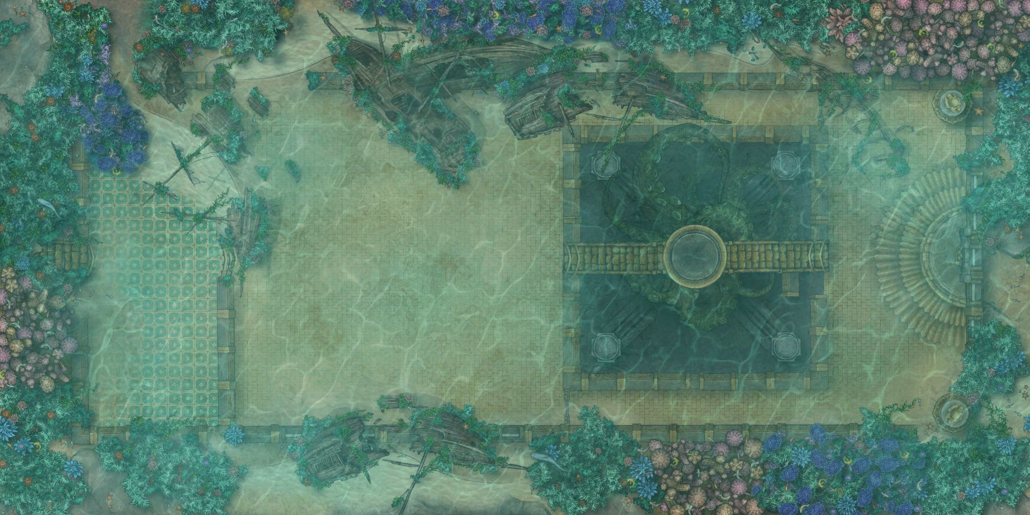 The Kraken Lair Battle map in underwater temple (flattened
