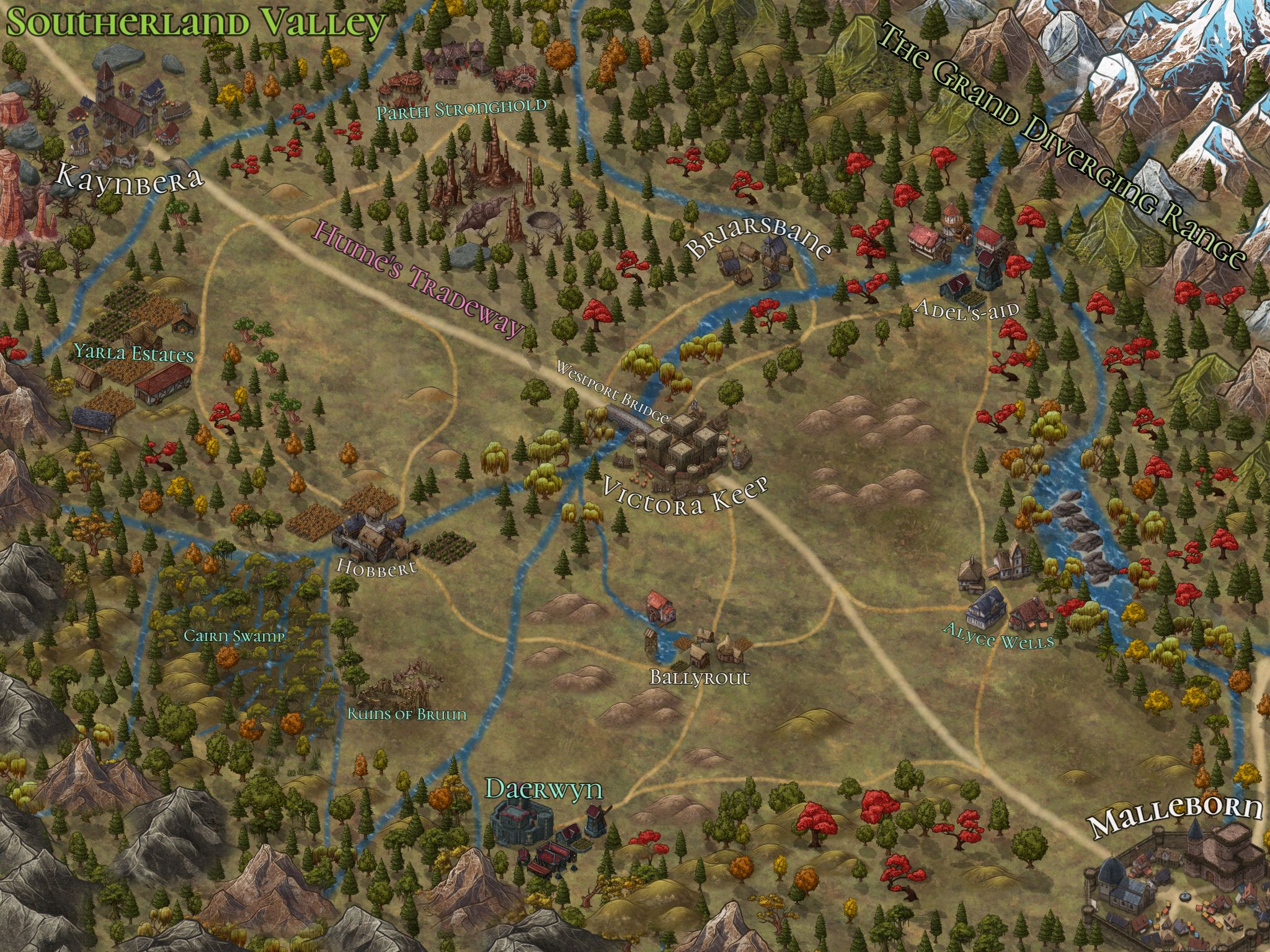 Southerland Valley (Region Map) [Australia Parody Map] | Inkarnate ...